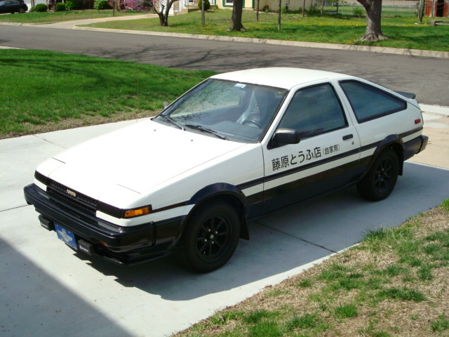 My AE86 Trueno (Toyota Corolla GTS in America). I bought it in Hawaii when I was stationed there and brought it back to Kansas. And I had it repainted, obviously.